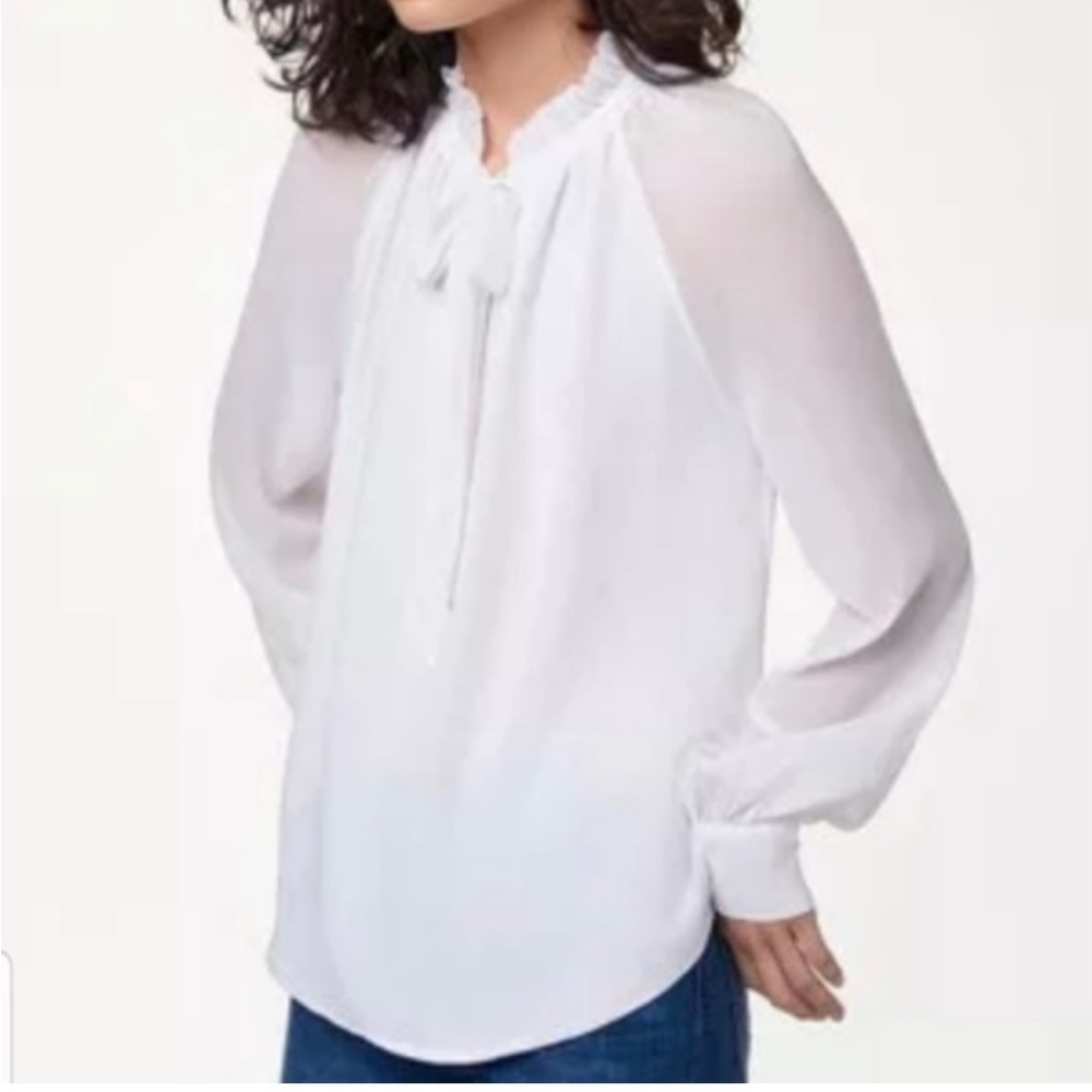 Rebecca Minkoff Viko Chiffon Top. Color: White. Size: S. - Picture 7 of 8